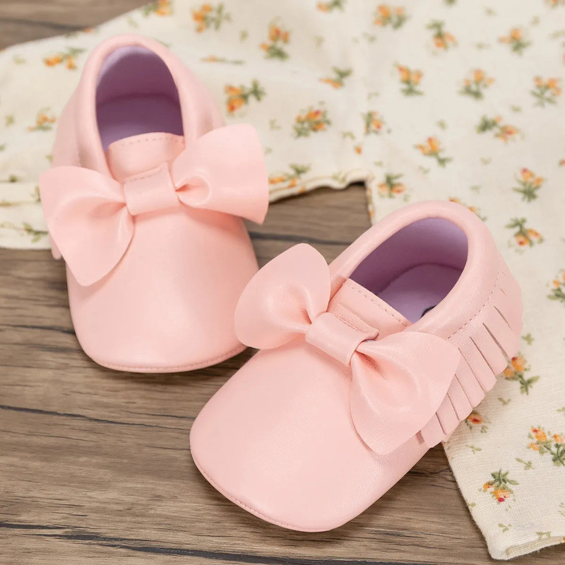 Baby 6M-18M bowknot girl dress comfortable shoes Pink