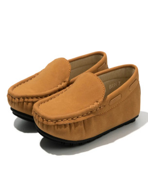 Toddler Moccasin Shoes EU22-25 Size Suede leather Rubber anti slip Brown