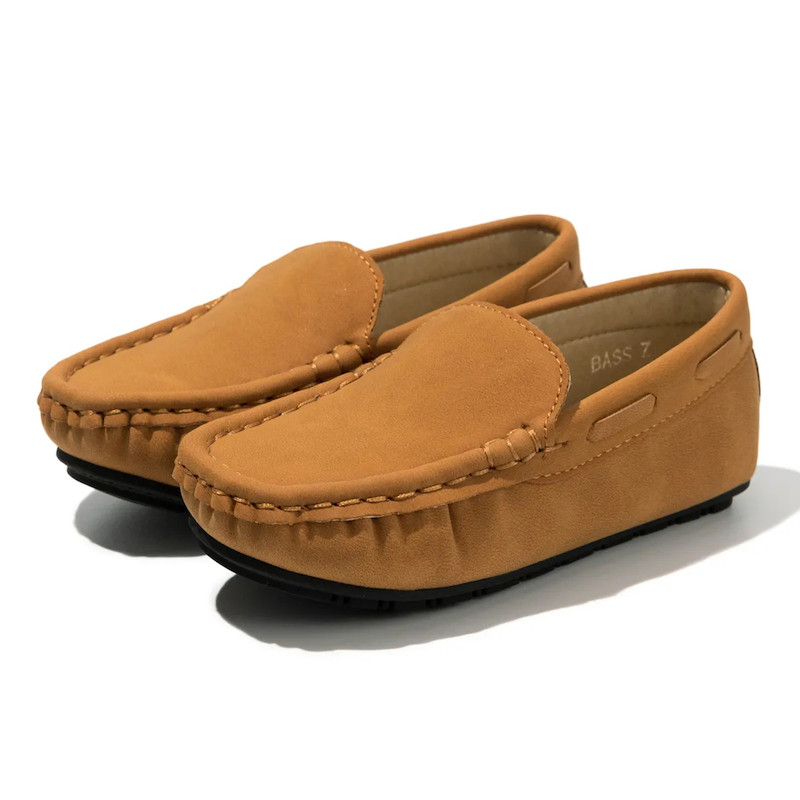 Toddler Moccasin Shoes EU22-25 Size Suede leather Rubber anti slip Brown