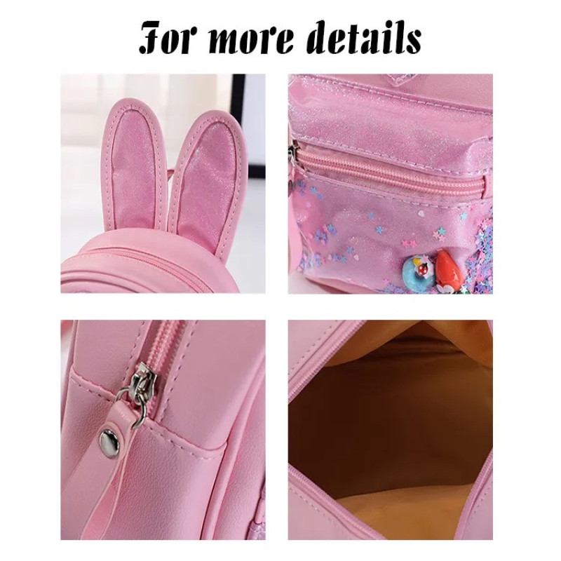 Girls mini backpack purse with cute rabbit design Waterproof Reflective Bunny Bag