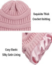 Womens Winter Warm Knitted Hat Satin Silk Lined Cable Knit Beanie Chunky Slouchy