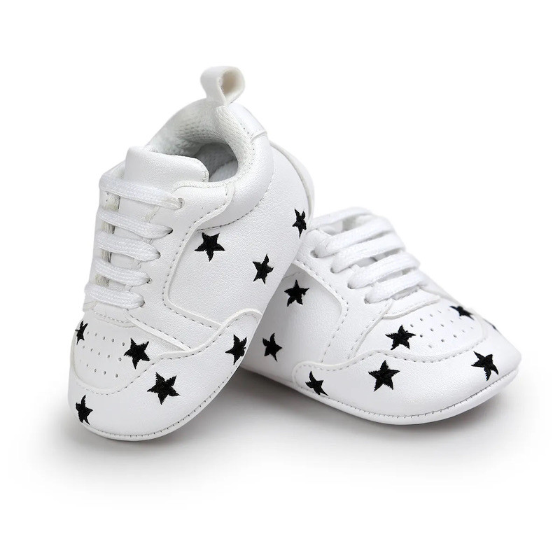 First Walker Fashion PU Leather cotton sole casual shoes first walking shoes Black Star color