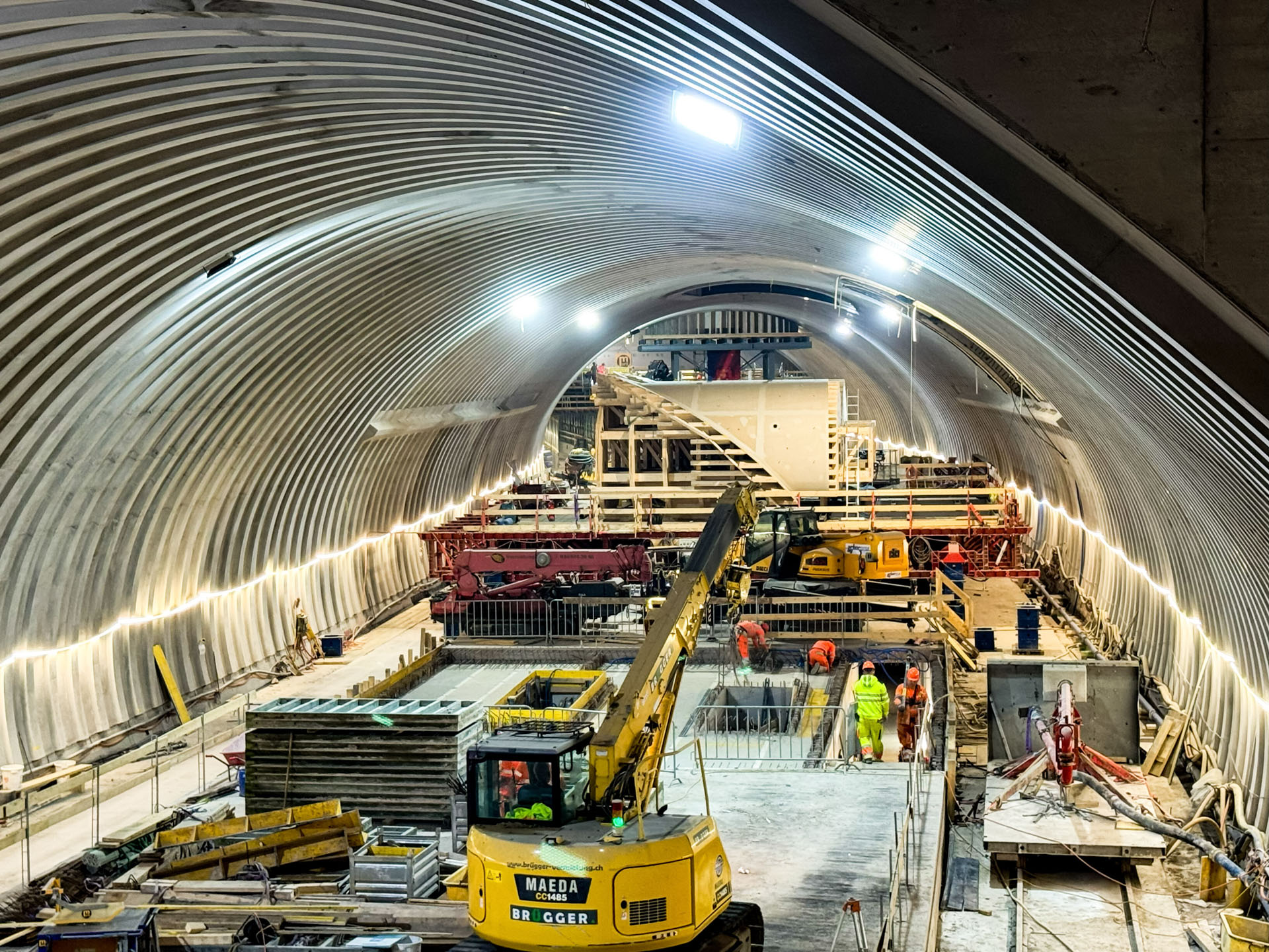 Bauarbeiten in der Kaverne des neuen RBS-Bahnhof