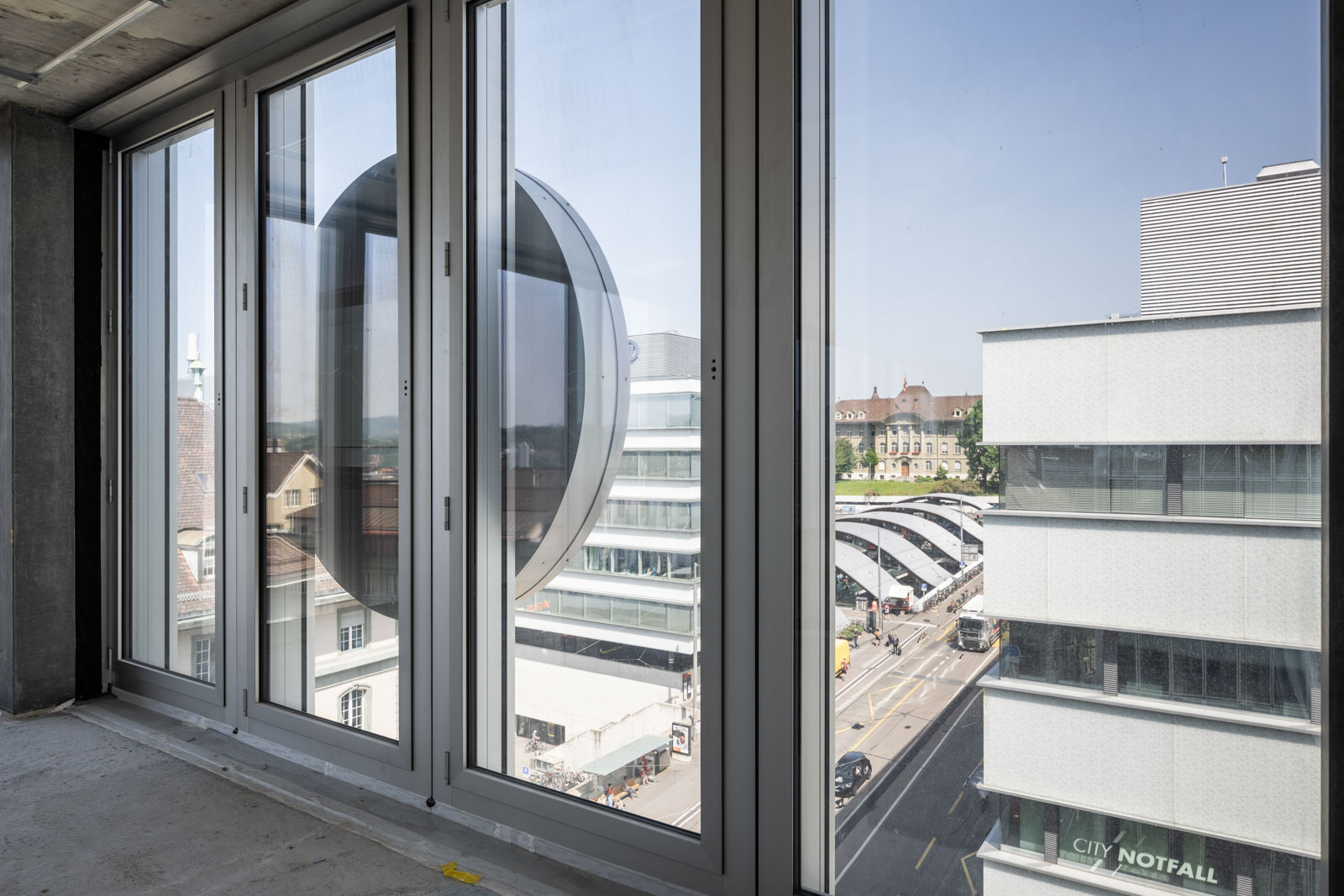 Blick aus dem Rohbau des neuen Bubenbergzentrums