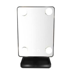 Επιτραπέζιος Τετράγωνος Καθρέφτης Ομορφιάς με Διακόπτη Αφής και 4 led Λάμπες - Cosmetie Mirror Μαύρο