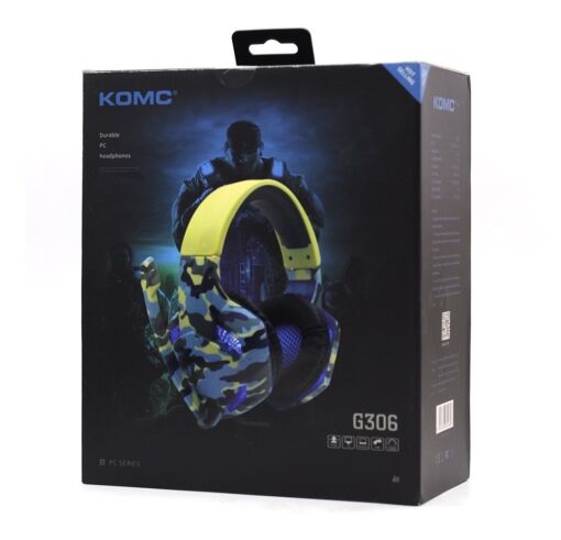 Στερεοφωνικά Ακουστικά Gaming KOMC G306, παραλλαγή σε κίτρινο χρώμα