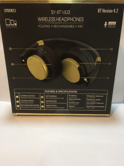 Ασύρματα bluetooth Stereo Headset Ακουστικά SY-BT1603, σε χρυσό χρώμα