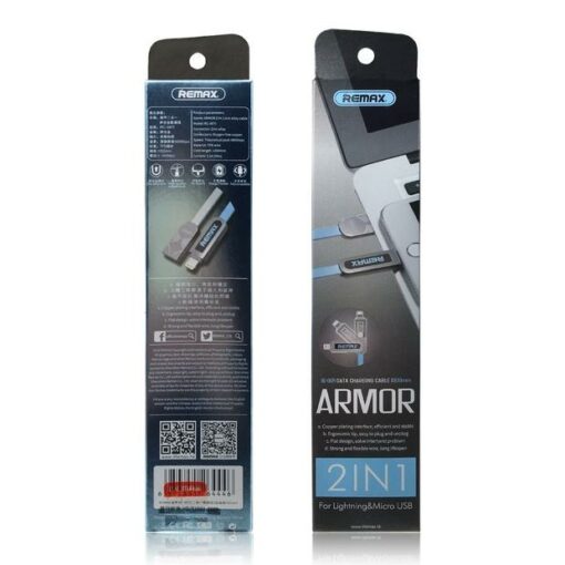 Καλώδιο Σύνδεσης Remax RC-067t Armor 2in1 Για Lightning & Micro Usb, σε γαλάζιο χρώμα