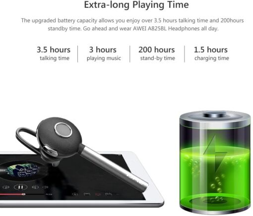 Ασύρματο Handsfree Ακουστικό Bluetooth AWEI A825BL - Smart Bussiness Headset, σε μαύρο χρώμα