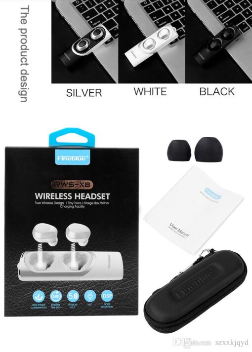 Ασύρματα Bluetooth Ακουστικά Fineblue RWS-X8, σε λευκό χρώμα