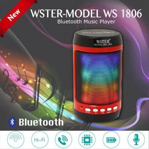 Mini Φορητό Ηχείο Bluetooth WS-1806 OEM, σε κόκκινο χρώμα