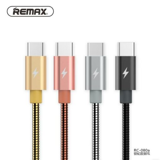 Kαλώδιο Ταχυφόρτισης/Σύνδεσης Remax RC-080a 2.1A USB to Type C (1m), σε χρυσό χρώμα