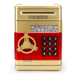 Ηλεκτρονικός Κουμπαράς μεταλλικός Χρηματοκιβώτιο Με Κωδικό Ασφαλείας, σε χρυσό χρώμα