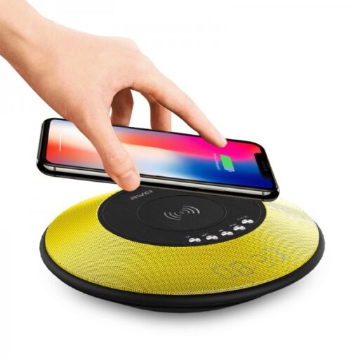 Ασύρματος Φορτιστής Awei Y290 με ηχείο Bluetooth, σε κίτρινο χρώμα