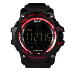 Αδιάβροχο Sport Smartwatch LCD EX16 Ρολόι Bluetooth με Βηματομετρητή & Θερμιδομετρητή, σε κόκκινο χρώμα