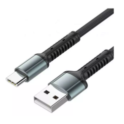 LDNIO Ενισχυμένο καλώδιο USB 2.0 σε Type-C Fast Charging 2.4A, Sync, 1m, σε μαύρο χρώμα