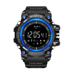 Αδιάβροχο Sport Smartwatch LCD EX16 Ρολόι Bluetooth με Βηματομετρητή & Θερμιδομετρητή, σε μπλε χρώμα