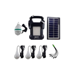 Solar Ηλιακό Σύστημα Φωτισμού & Φόρτισης FM Με Panel, Μπαταρία, Φακό & 3 Λάμπες 3W GD-8050