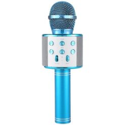Ασύρματο μικρόφωνο Bluetooth με Ενσωματωμένο Ηχείο + Karaoke – WS858, σε μπλε χρώμα