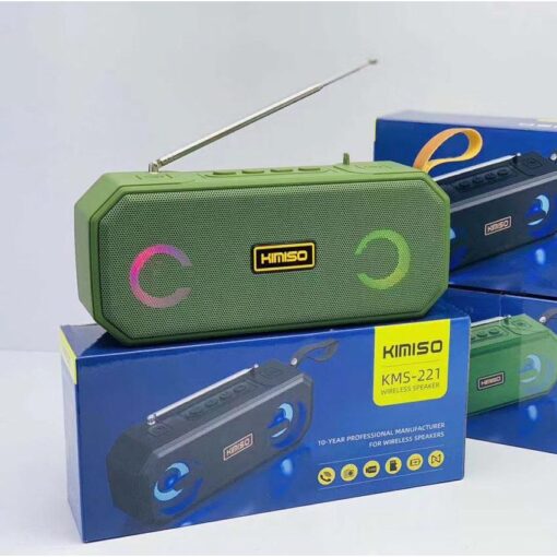 Kimiso KMS-221 φορητό ηχείο ,10W, Bluetooth 5.0,FM, Usb, MicroSd, 1200mAH, σε πράσινο χρώμα