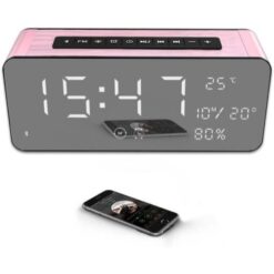 Φορητό Bluetooth Ηχείο 4.1 12W Με Ρολόι, Ραδιόφωνο Και Είσοδο USB/SD/AUX - Sardine A10, σε ροζ χρώμα