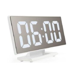 Επιτραπέζιο ρολόι καθρέπτης LED DS-3618L, σε λευκό χρώμα με λευκά γράμματα