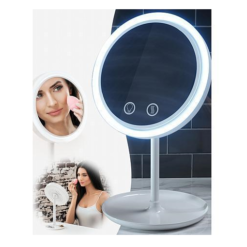 Στρογγυλός LED καθρέφτης ανεμιστήρας για μακιγιάζ με μεγένθυνση 5X - Mirror with Fan and Light