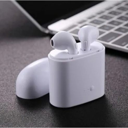 Ασύρματα ακουστικά Bluetooth TWS i7s με θήκη φόρτισης, σε λευκό χρώμα