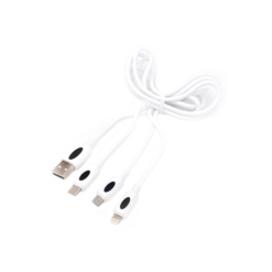 Καλώδιο Φόρτισης USB 3 σε 1 Ipipoo KP-11 120cm 3Α, σε λευκό χρώμα