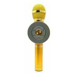 Ασύρματο bluetooth μικρόφωνο με ενσωματωμένο ηχείο, karaoke και disco light led Wster WS-669, σε χρυσό χρώμα