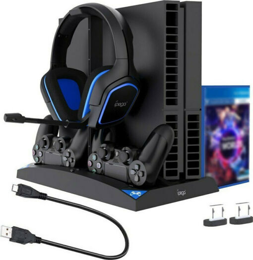 iPega 6 in 1 Multifunctional Vertical Stand with Dual Controller Charger Dual Cooling Fans PG-P4009 PS4 Μαύρο