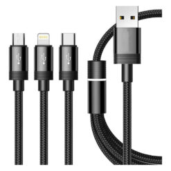 Braided USB to Lightning / Type-C / micro USB Cable Μαύρο 1m (S-687)