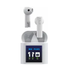 Ασύρματα ακουστικά με βάση φόρτισης και οθόνη – M6 Plus – White