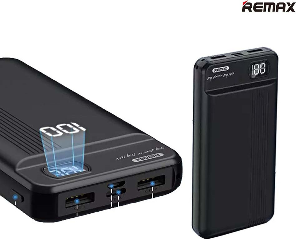 Remax Power Bank 20000 mAh Led Screen Μαύρο (RPP-106) | G for Gadget