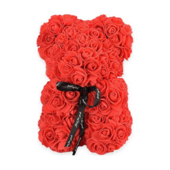 Αρκουδάκι 25cm από τεχνητά τριαντάφυλλα κόκκινο Rose Bear Red 21871