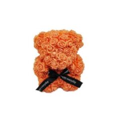 Αρκουδάκι από Τεχνητά Τριαντάφυλλα Πορτοκαλί 25cm