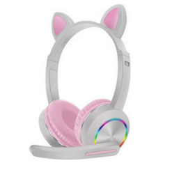 AKZ-K23 Ασύρματα Bluetooth Over Ear Παιδικά Ακουστικά Γκρι / Ροζ