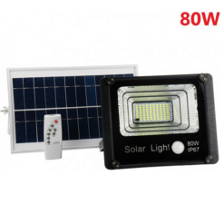 Στεγανός Ηλιακός Προβολέας LED 80W Ψυχρό Λευκό με Αισθητήρα Κίνησης, Φωτοκύτταρο και Τηλεχειριστήριο IP67 JD-80W W719