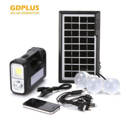 Ηλιακό σύστημα φωτισμού - φόρτισης , USB/SD, Mp3 Player, FM Radio, 3 LED 100LM και τηλεχειριστήριο GD PLUS