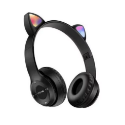 Cat Ears Y47 Ασύρματα Bluetooth On Ear Ακουστικά Μαύρα