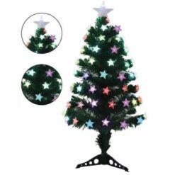 Χριστουγεννιάτικο Δέντρο Πράσινο Χιονισμένο 60εκ με Πλαστική Βάση και Οπτικές Ίνες Arrango AN79590