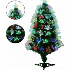 Χριστουγεννιάτικο Δέντρο Deluxe Πράσινο 60εκ με Πλαστική Βάση και Οπτικές Ίνες