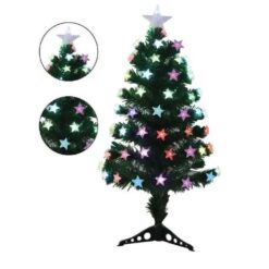 Χριστουγεννιάτικο Δέντρο Πράσινο Χιονισμένο 90εκ με Πλαστική Βάση και Οπτικές Ίνες Arrango AN79591