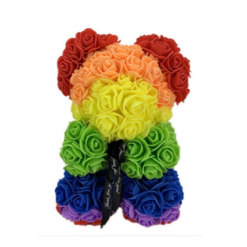 Αρκουδάκι από τριαντάφυλλα Rainbow 25 cm σε κουτί