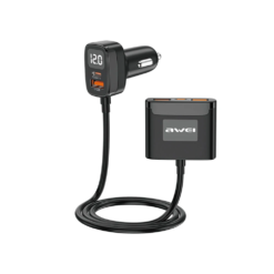 Awei C-853 Φορτιστής Αυτοκινήτου 1.5m Fast Charging 78W