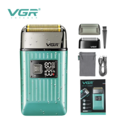 VGR V-357 Επαγγελματική Ξυριστική Μηχανή Αδιάβροχη με οθόνη LED σε Μπλε Χρώμα