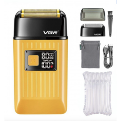 VGR V-357 Επαγγελματική Ξυριστική Μηχανή Αδιάβροχη με οθόνη LED σε Κίτρινο Χρώμα
