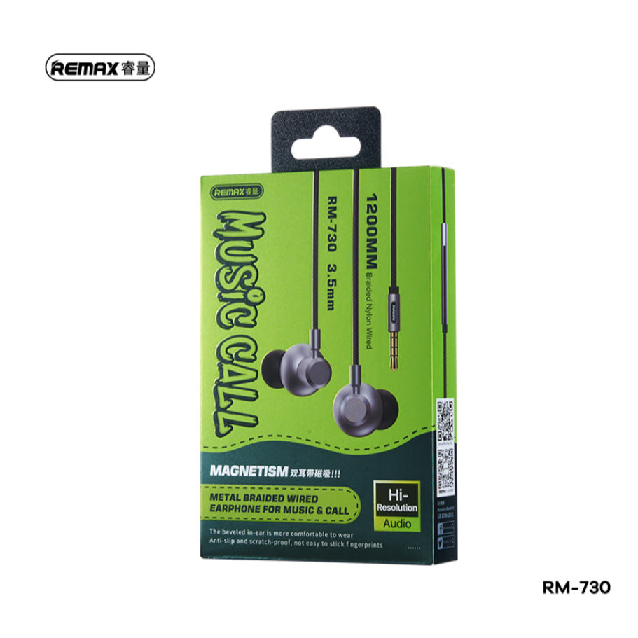 REMAX RM-730 Handsfree Earbuds Ενσύρματα Ακουστικά με Βύσμα 3.5mm Γκρι ...