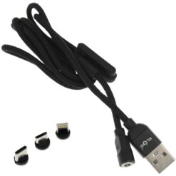 KLGO S-690 Braided / Magnetic USB to Lightning / Type-C / micro USB Cable Μαύρο 1m