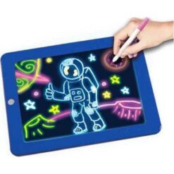 3D Magic Sketchpad, Φορητός Πίνακας Ζωγραφικής Glow Drawing Pad για παιδιά 3 έγχρωμες πένες σε Μπλε Χρώμα